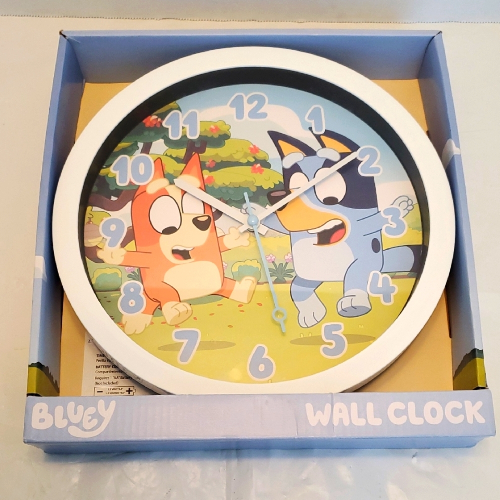 Bluey Wall Clock with White Frame